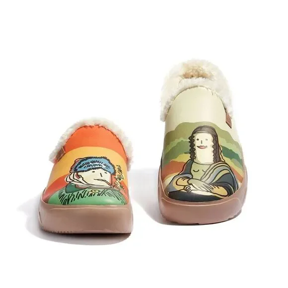 UIN Women's Mules Household Slippers Slip On (Van Gogh and Mona Lisa 2 ) - Picture 6 of 9